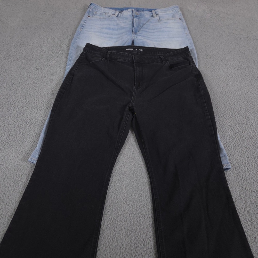 LOT OF 2 Old‎ Navy Jeans Women 18 Blue Black OG Straight Flare Stretch Denim